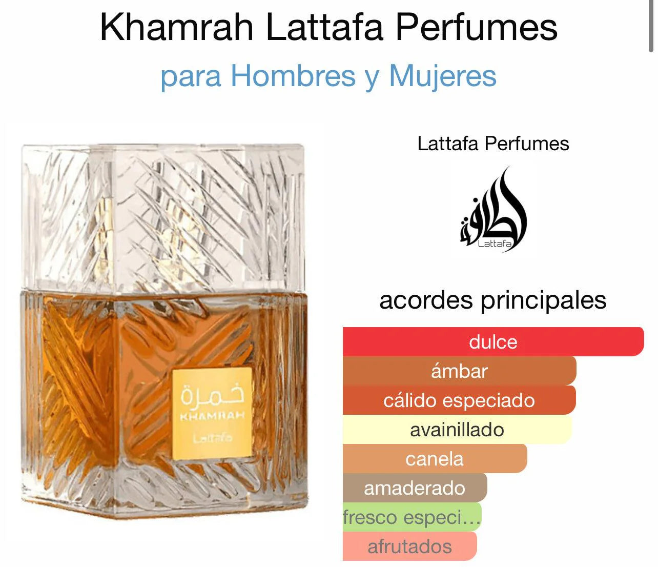 Khamrah Lattafa Perfumes for women and men